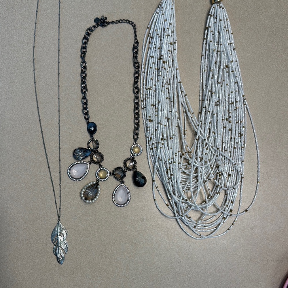 Elegant Silver and Beaded Necklace Set